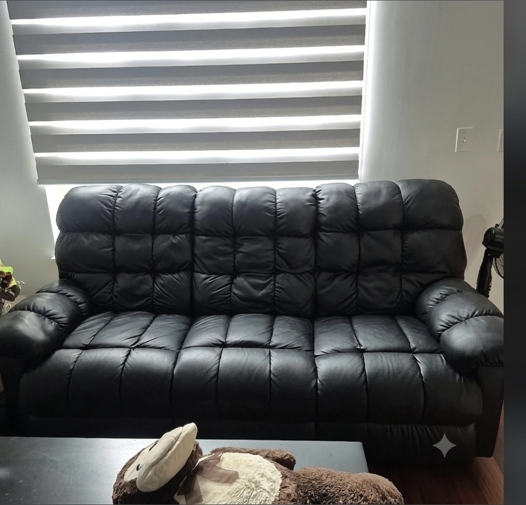Black Faux Leather Couch