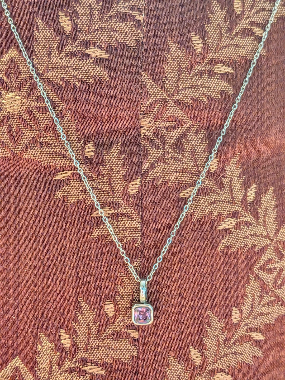 Silver Necklace with Purple/Amethyst Pendant