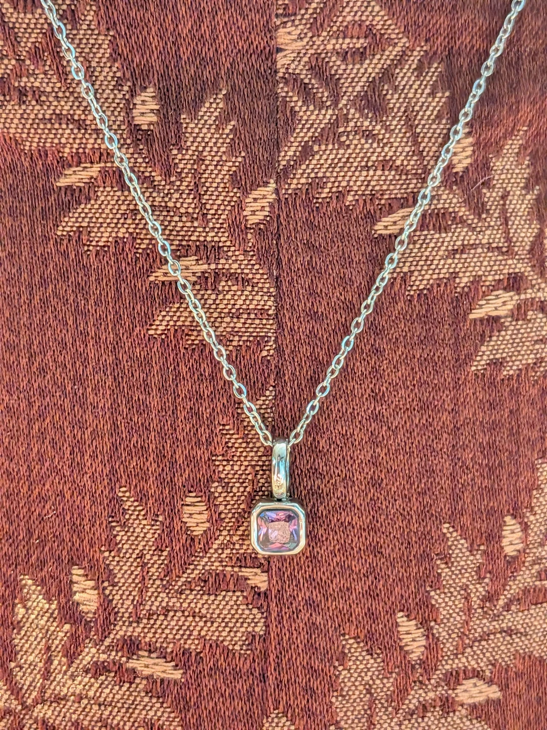 Silver Necklace with Purple/Amethyst Pendant - photo 2
