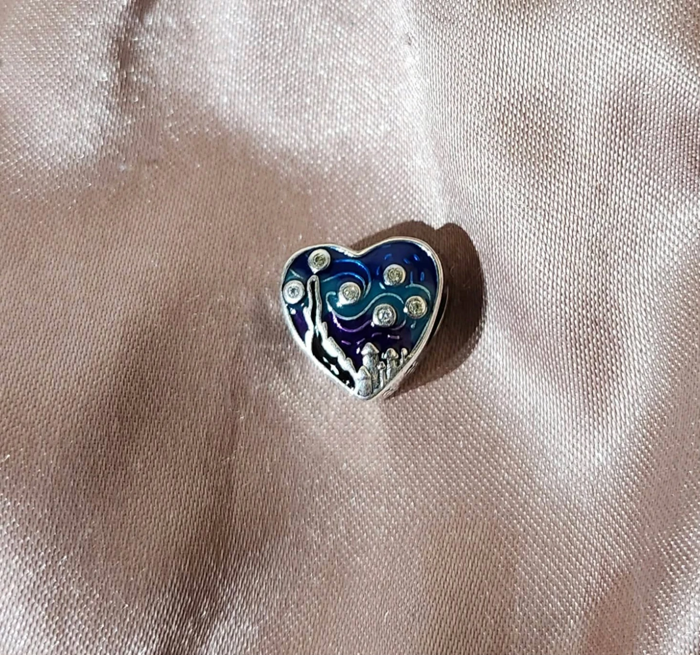 Heart-Shaped Starry Night Charm