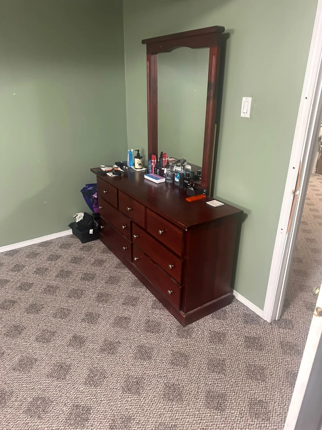 Cherry Wood Nightstand with Two Drawers