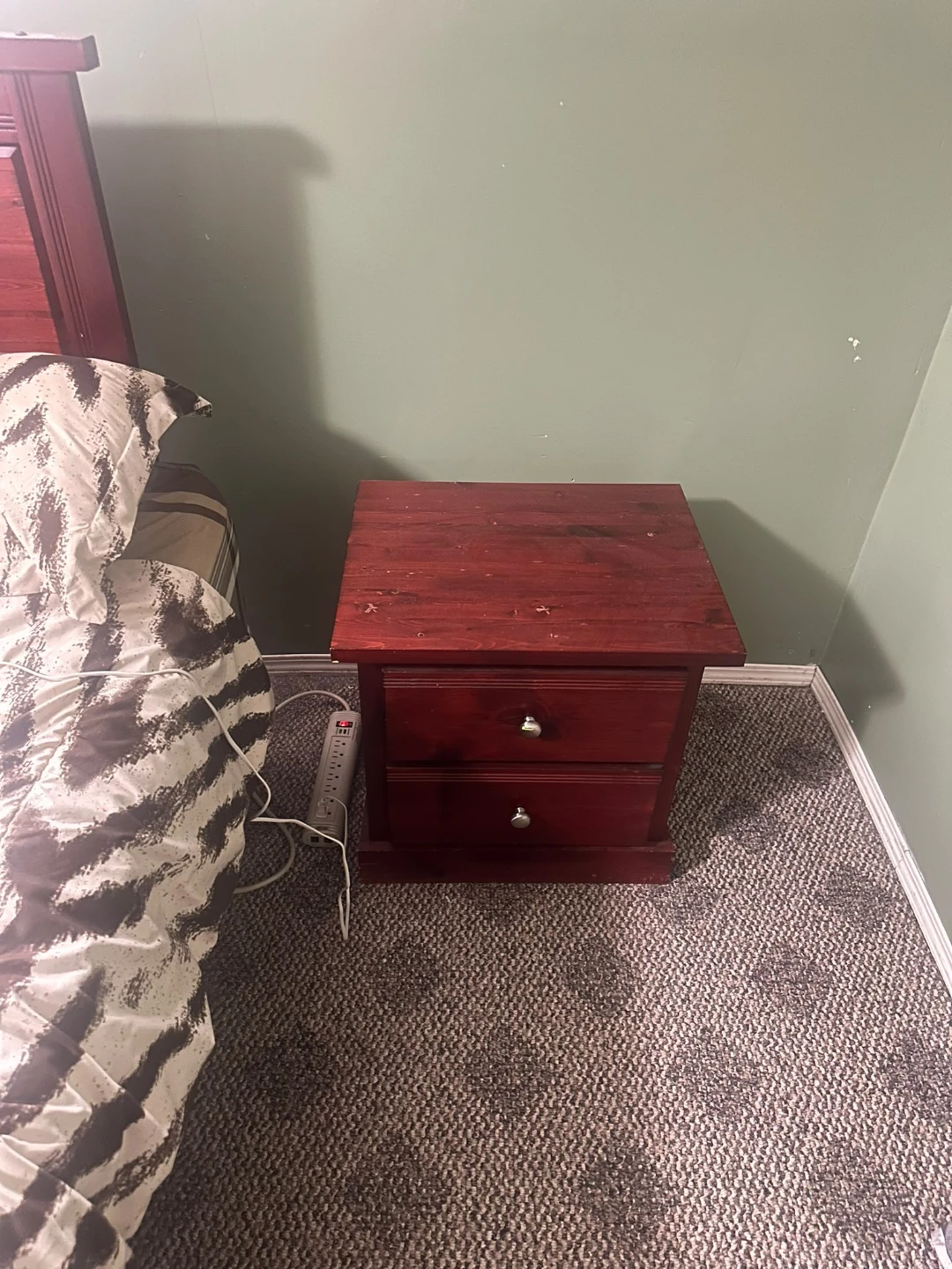 Cherry Wood Nightstand with Two Drawers - photo 4