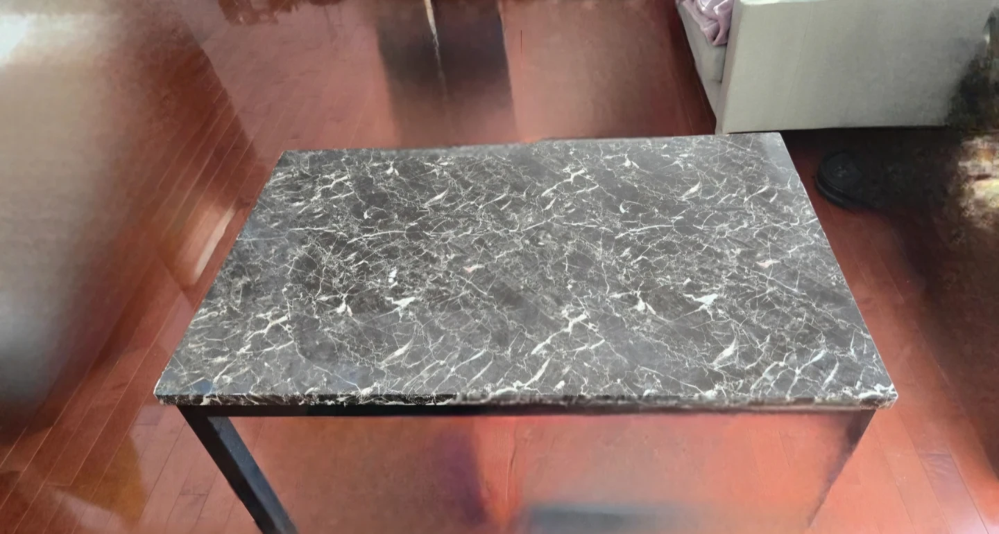 Marble Top Dining Table with Black Metal Legs