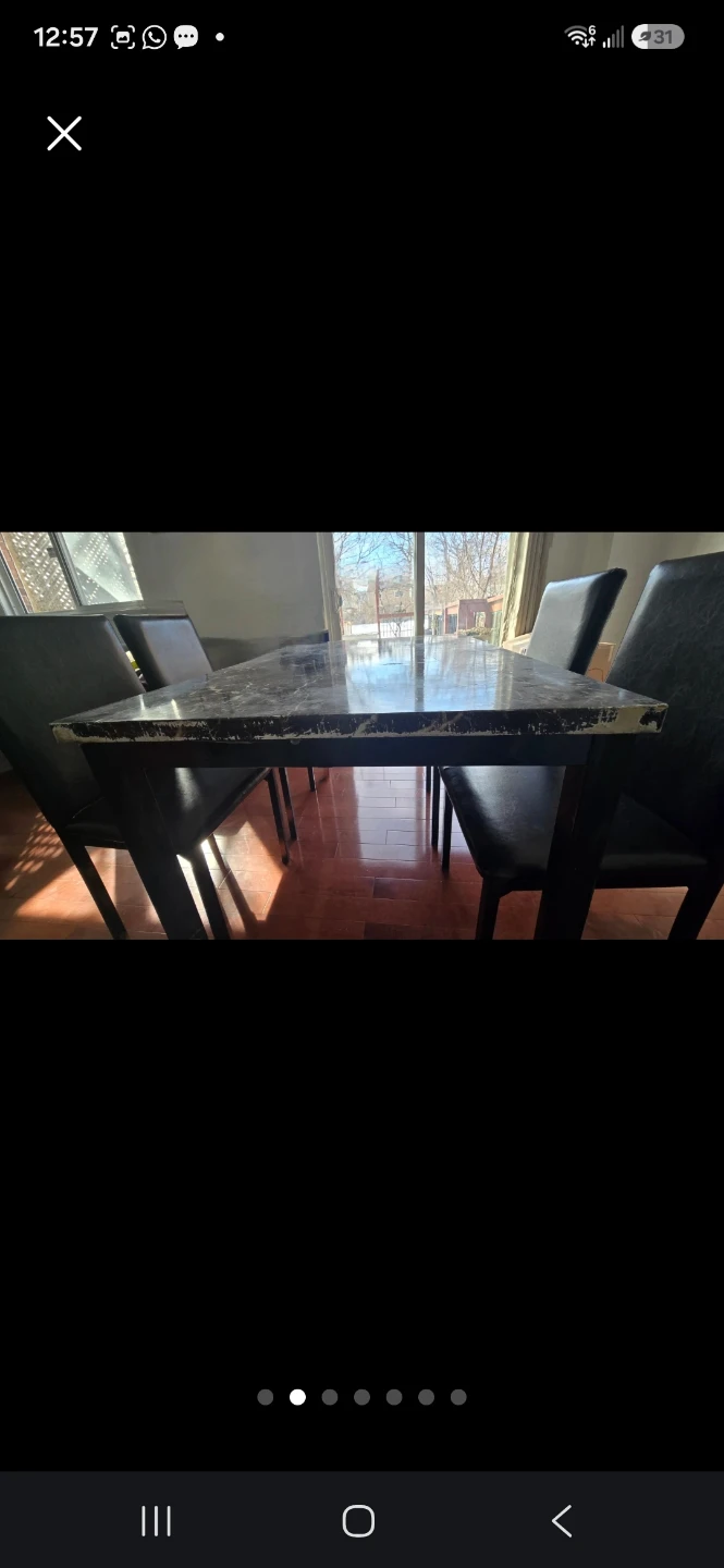 Marble Top Dining Table with Black Metal Legs - photo 3