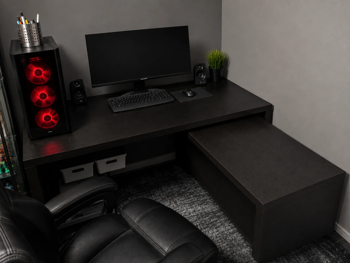 Black L-Shaped Desk