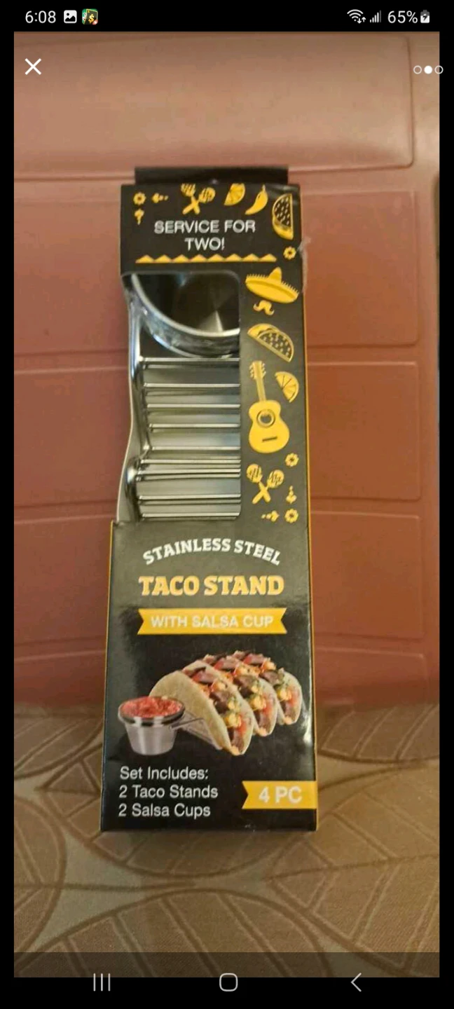 Stainless Steel Taco Stand with Salsa Cups - Service for Two - photo 2