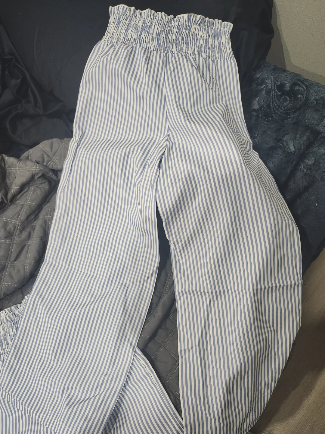 8 yr girls Blue and White Striped Wide-Leg Pants - photo 2