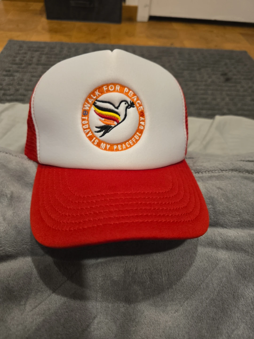 Red and White Trucker Hat - Walk for Peace