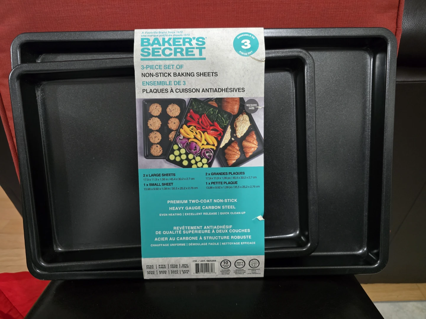 Baker's Secret 3-Piece of Non Stick Carboon Steel Baking Sheets