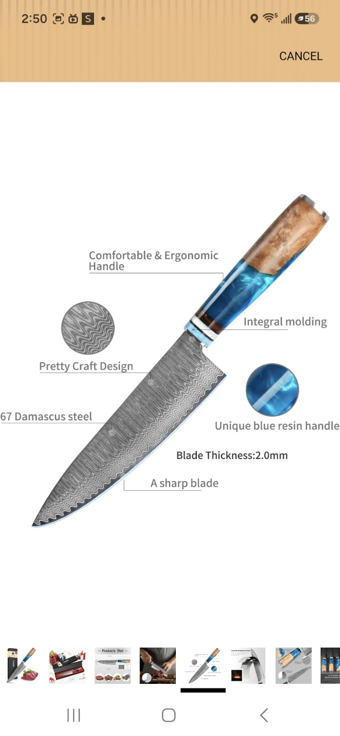 Kuwata 8-inch Damascus Steel Chef's Knife - photo 5