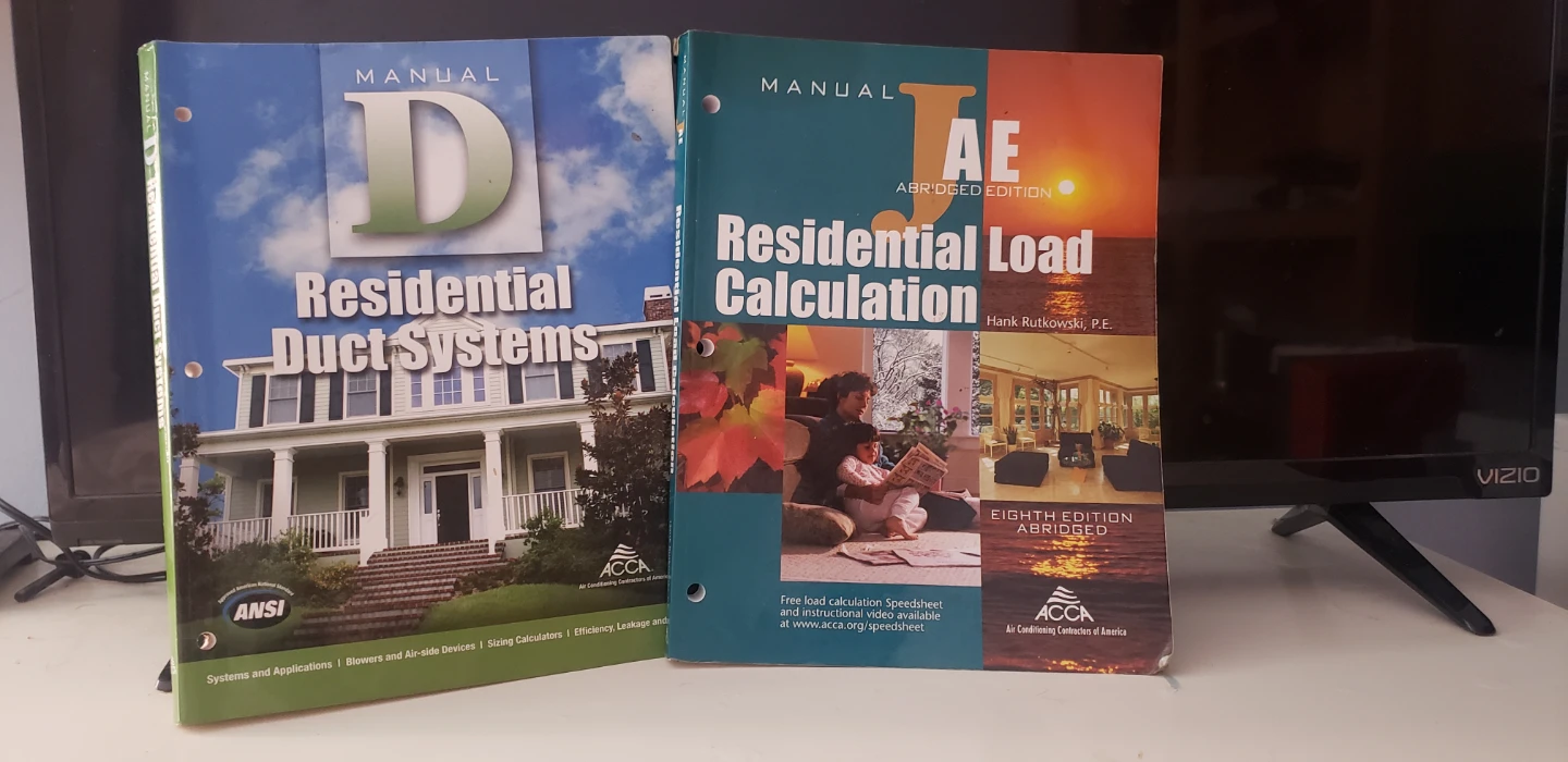 ACCA Manual D & J Residential HVAC Manuals