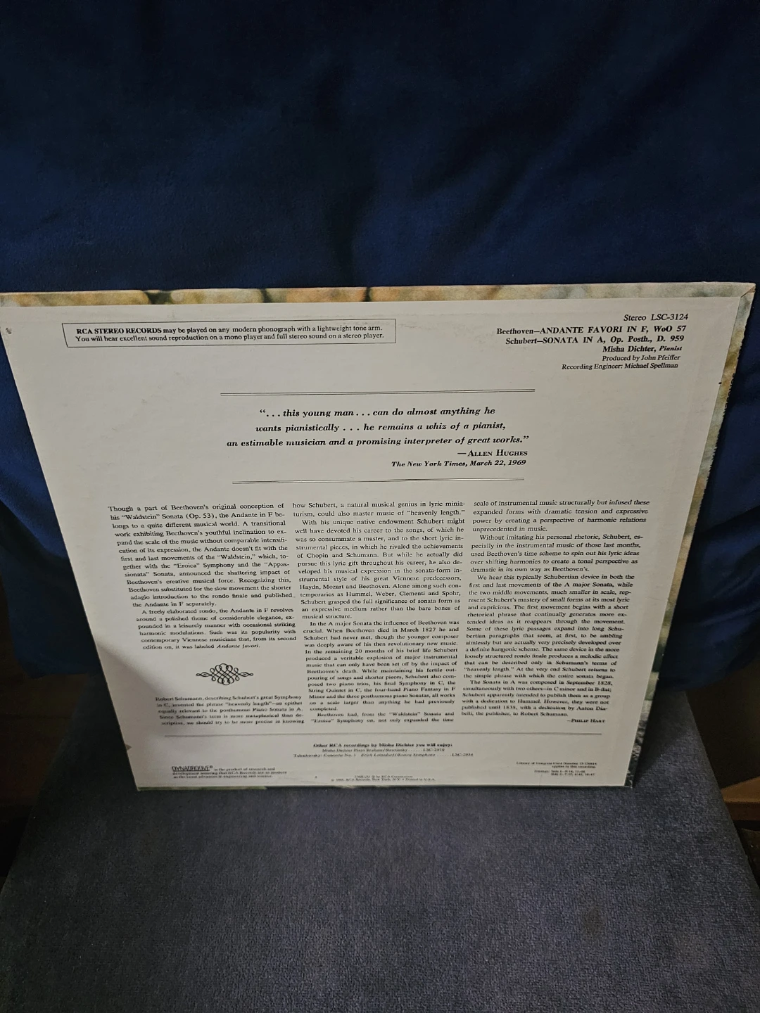 RCA Red Seal Schubert Beethoven Sonata LP Record - photo 2
