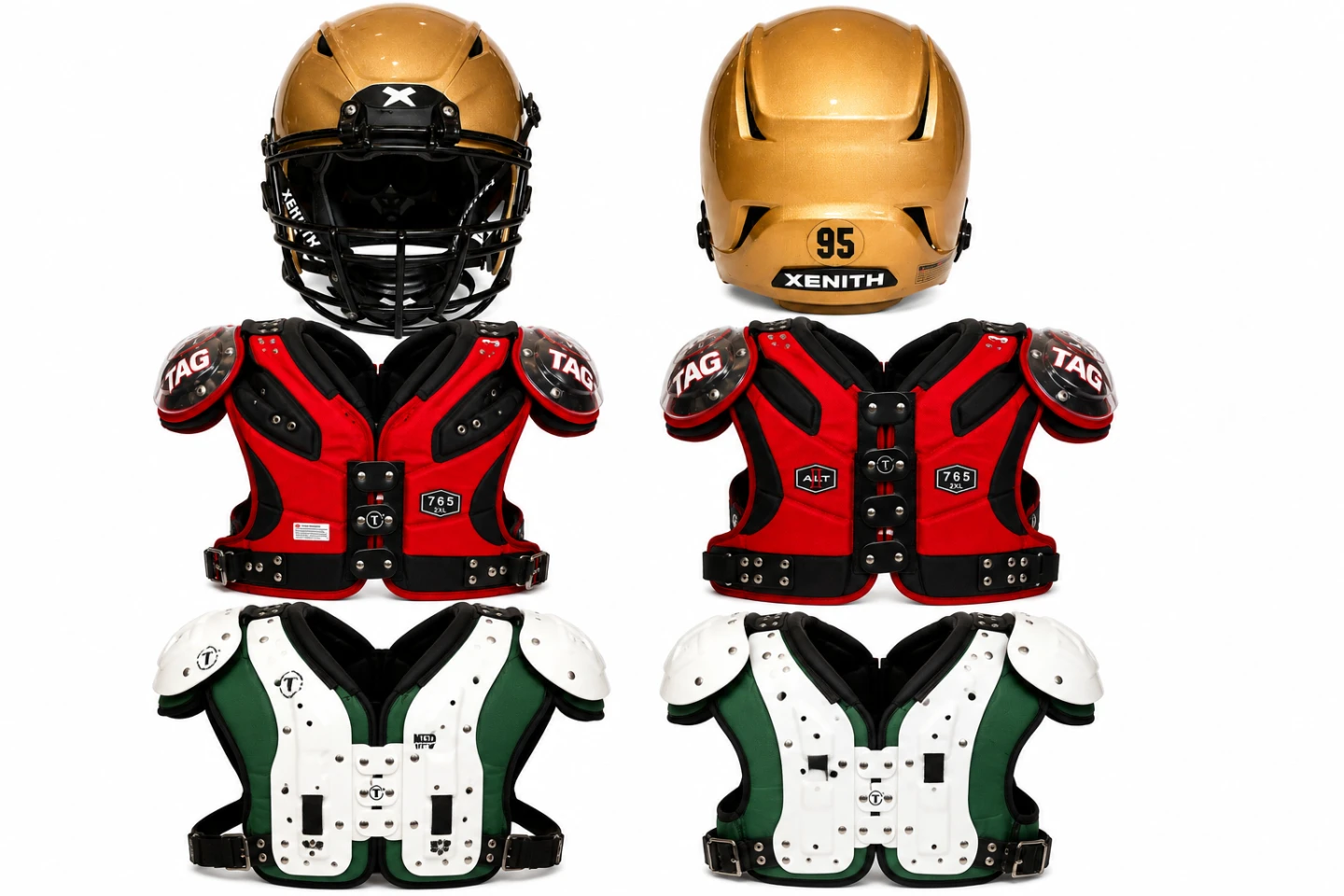 Xenith EPIC Football Helmet + 2 Sets of Lineman Shoulder Pads