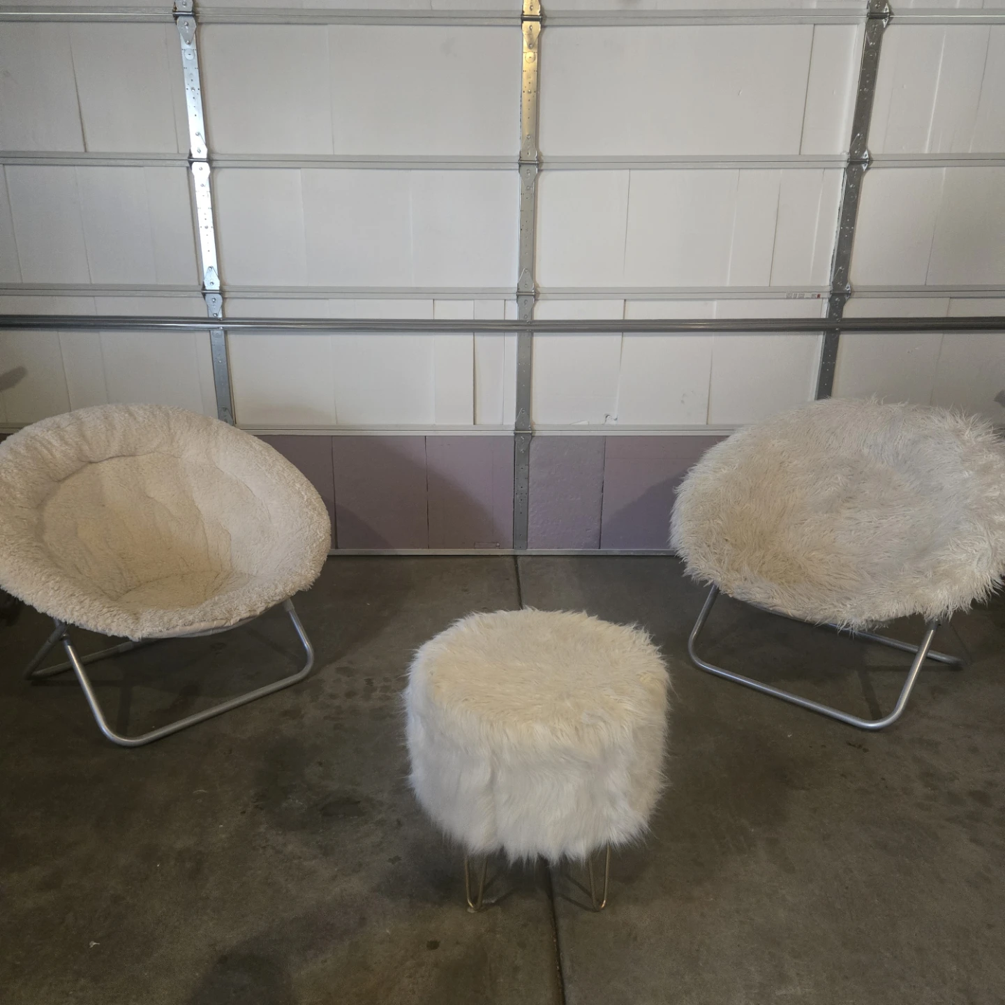Fuzzy Accent Chairs and Ottoman Set