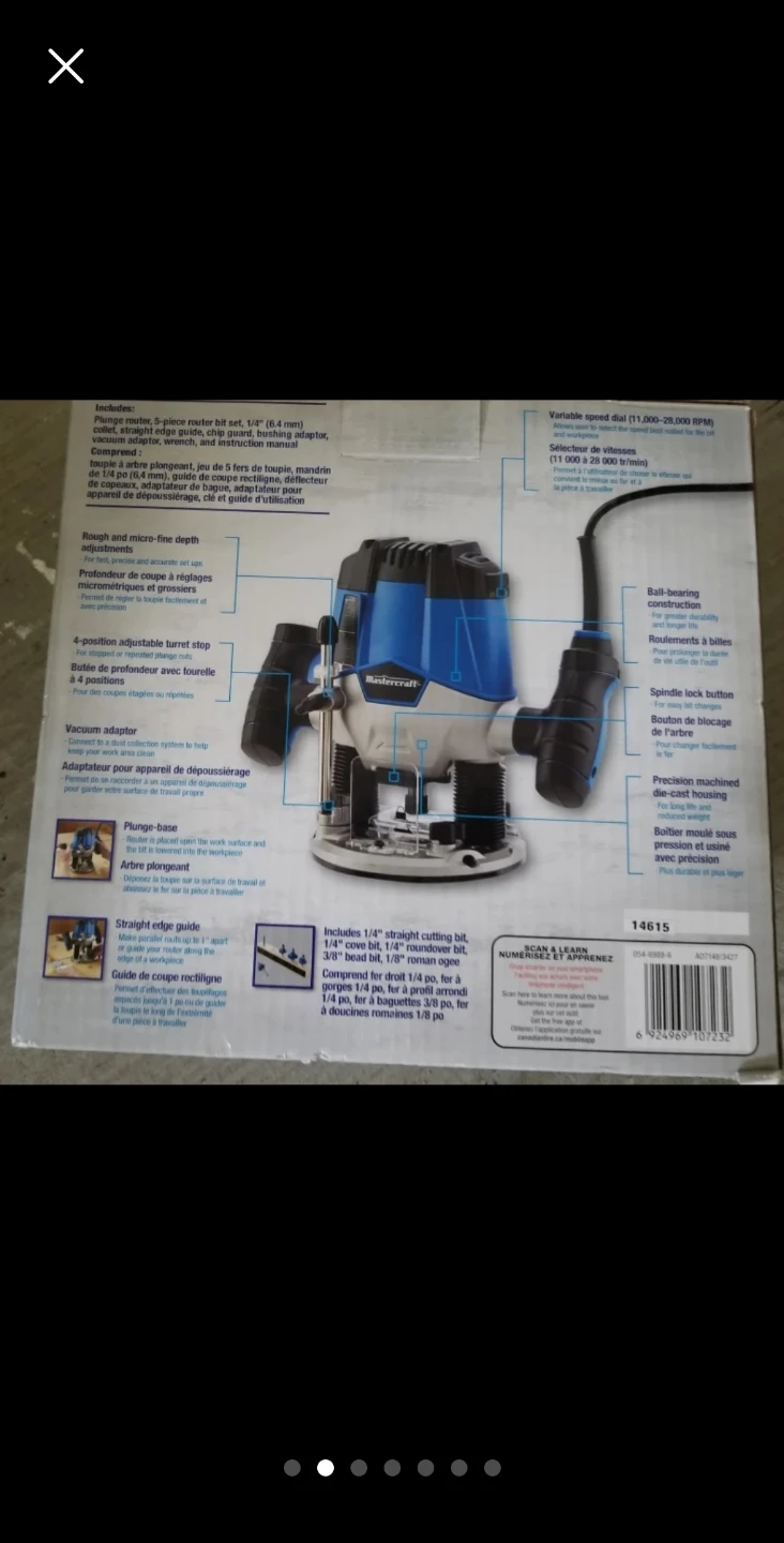 Mastercraft Plunge Router with 2 Bit Sets - photo 2