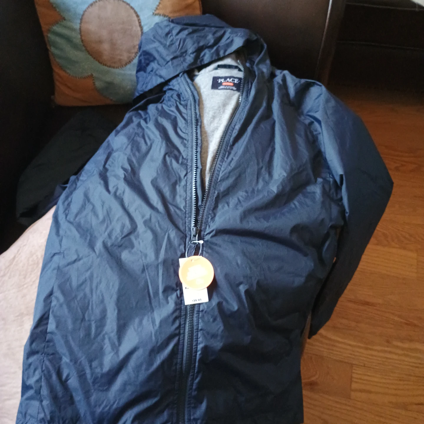 The Place Navy Blue Water and Wind Resistant Jacket XL/TG 14