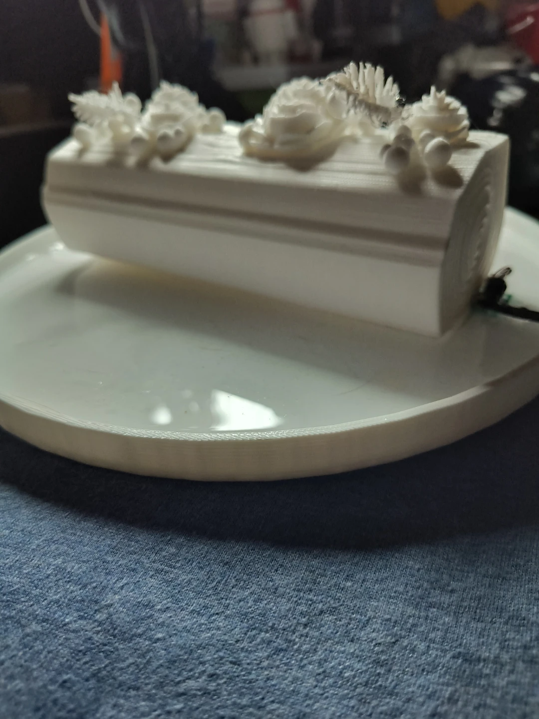 Light up White Decorative Log with Flowers - photo 2