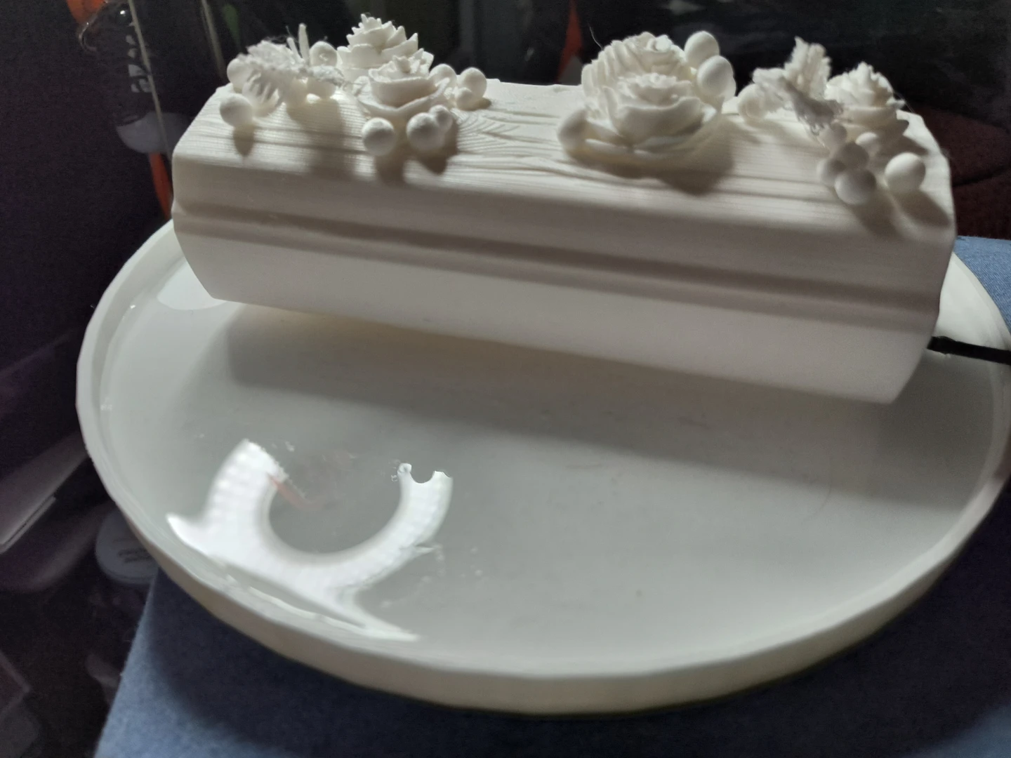 Light up White Decorative Log with Flowers - photo 3