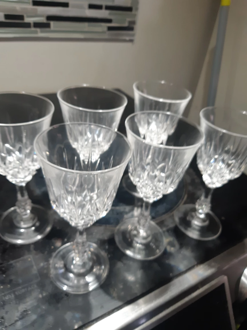 Set of 6 Crystal Cut Glasses
