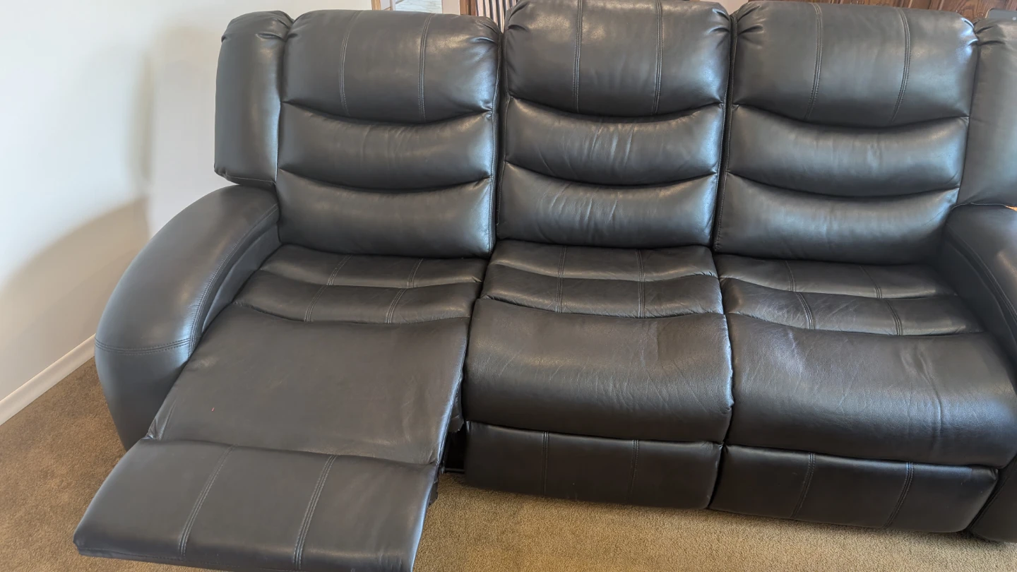Black Leather Reclining Sofa