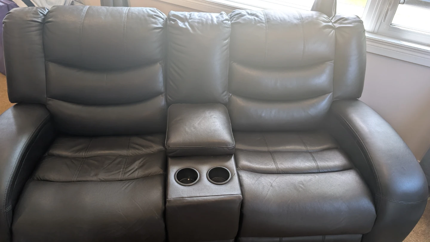 Black Leather Reclining Sofa - photo 2