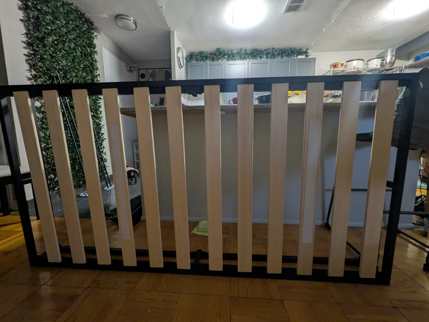 Metal Bed Frame with Wooden Slats