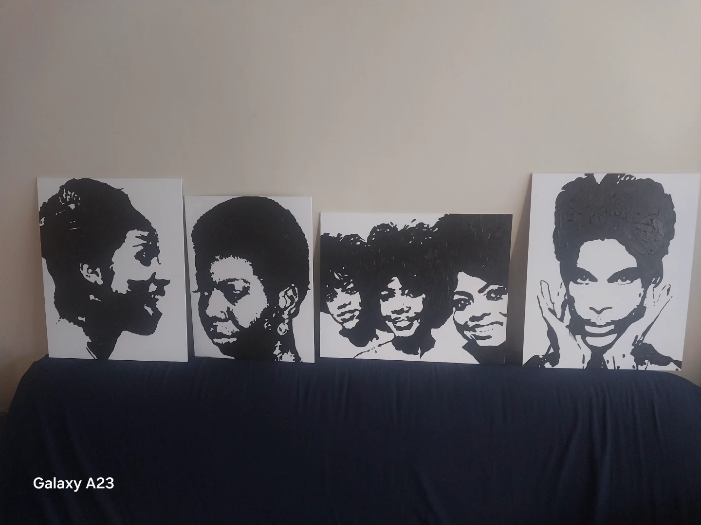 Set of 4 Black and White well original oil black Toronto Art