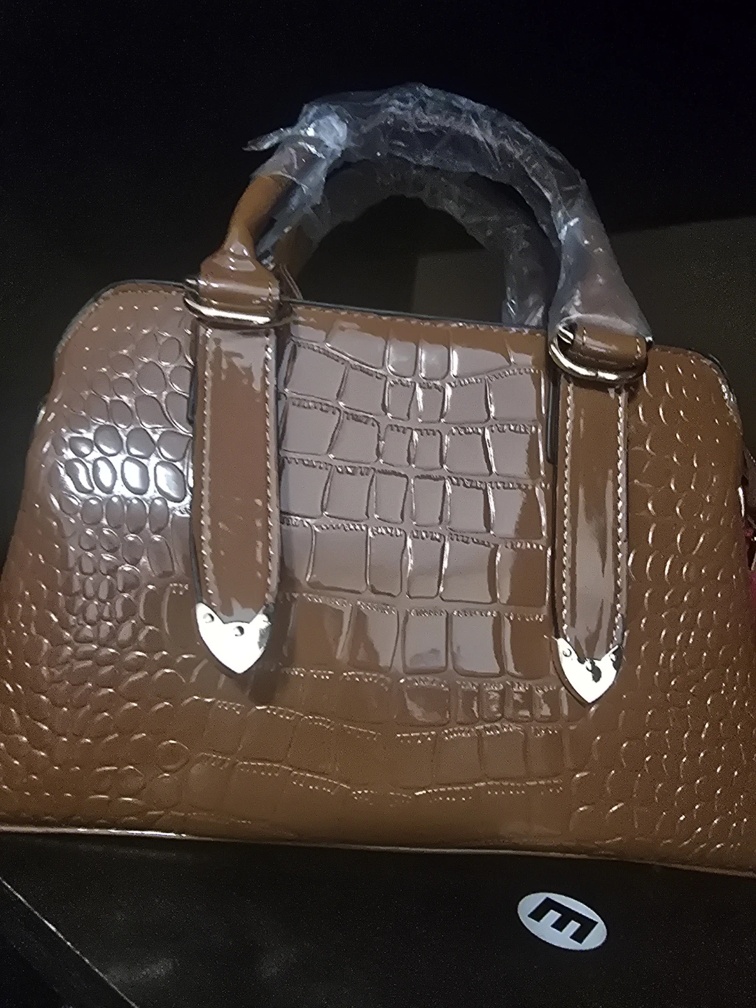 Brand new Brown Faux Croc Satchel Handbag - photo 4