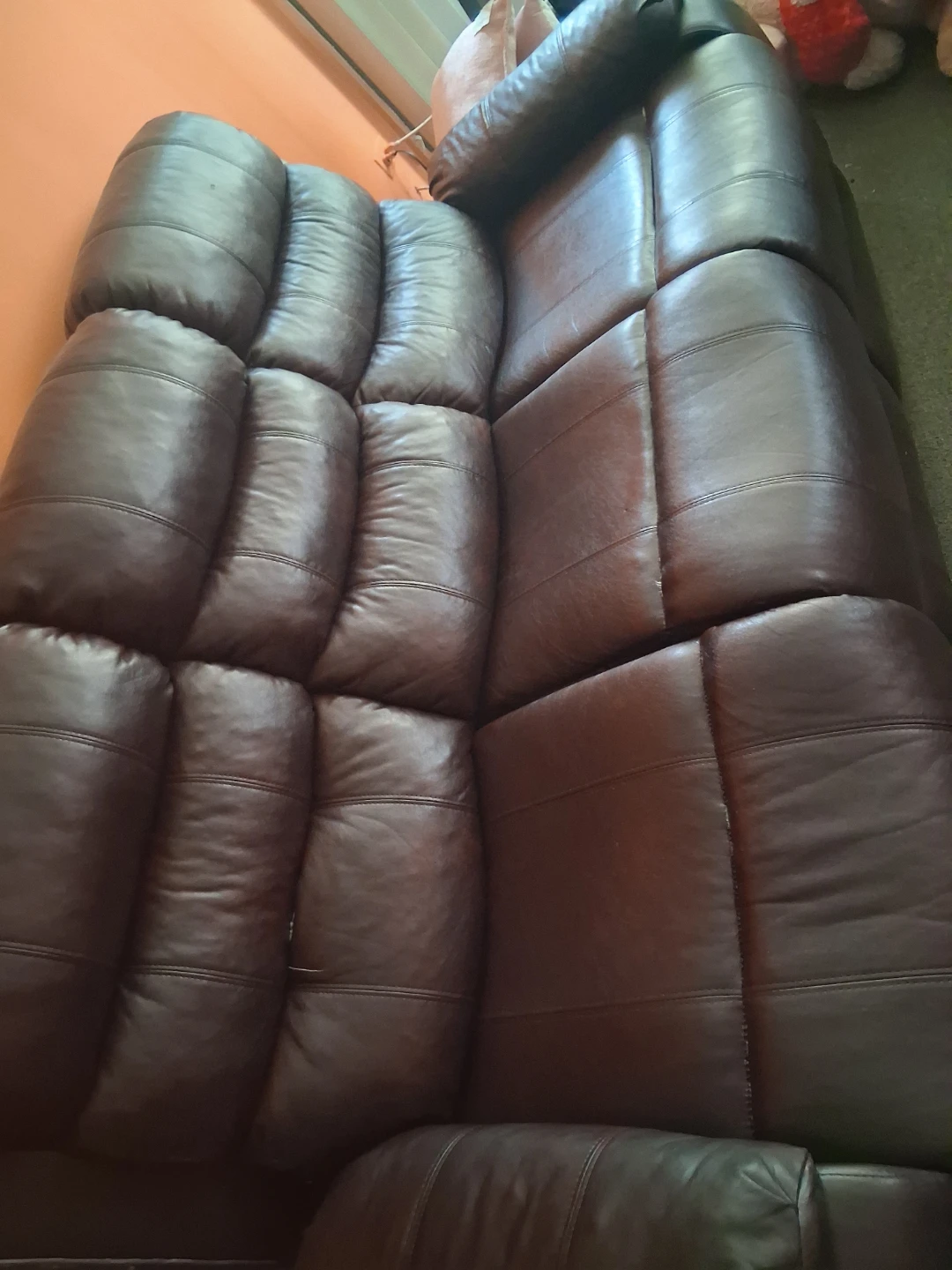 Brown Leather Reclining Sofa - photo 4