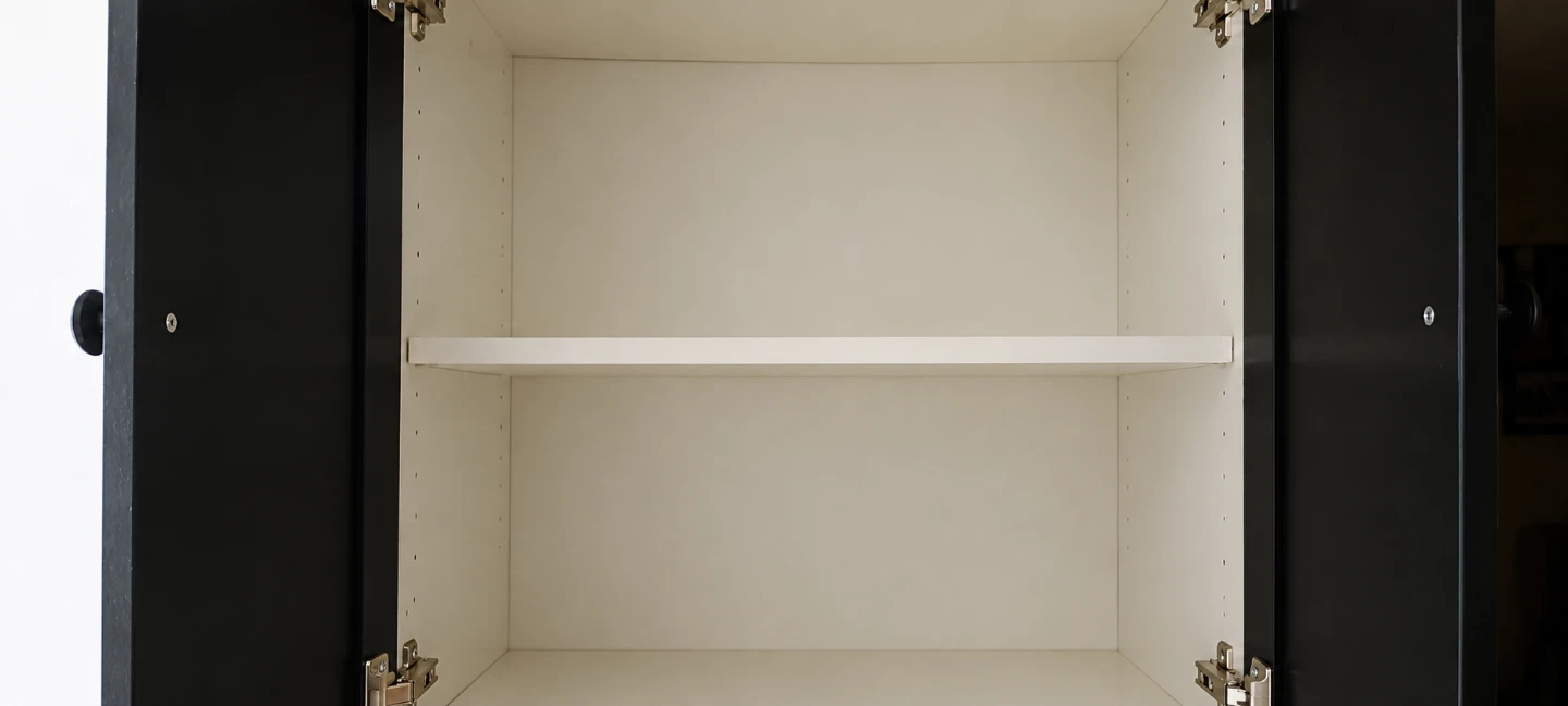 Black Tall Cabinet with Shelves and Doors - photo 3