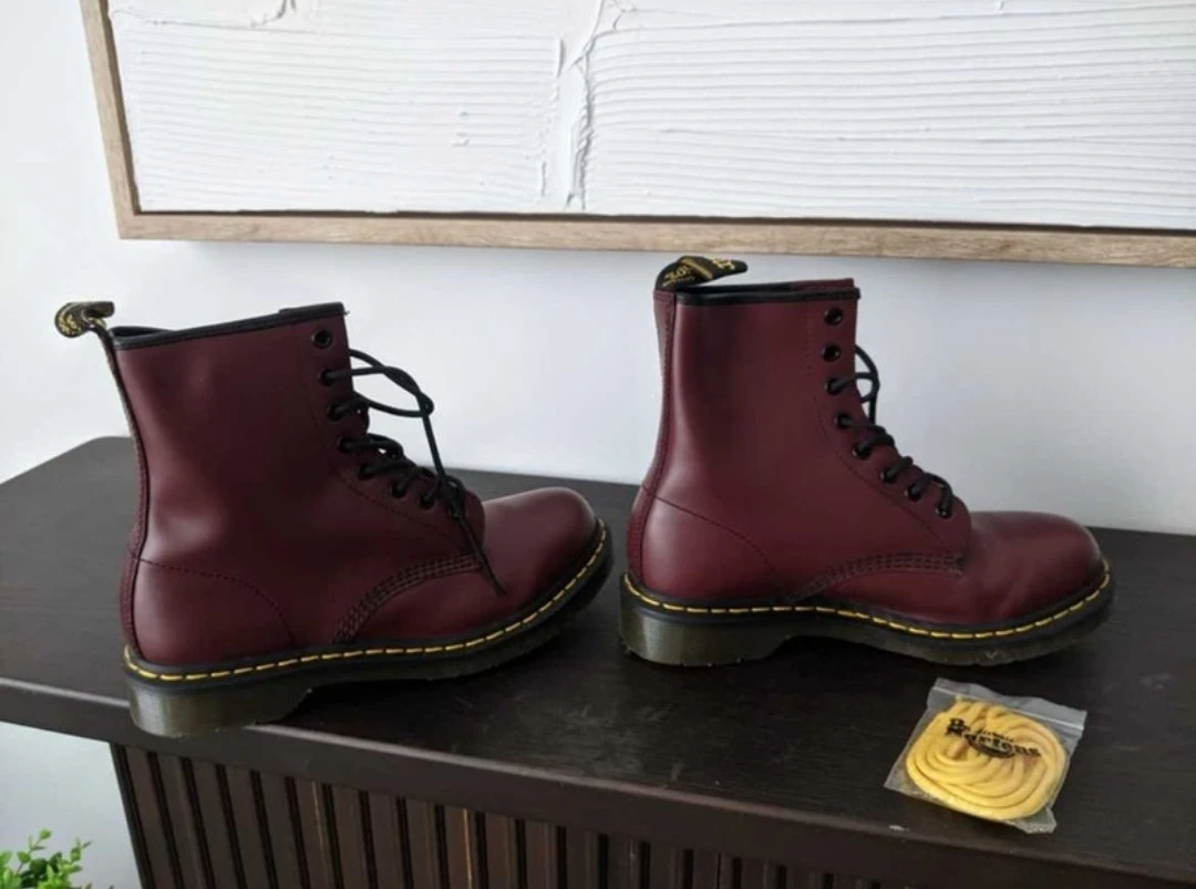Dr. Martens 1460 8-Eye Boots in Cherry Red Smooth Leather - photo 4
