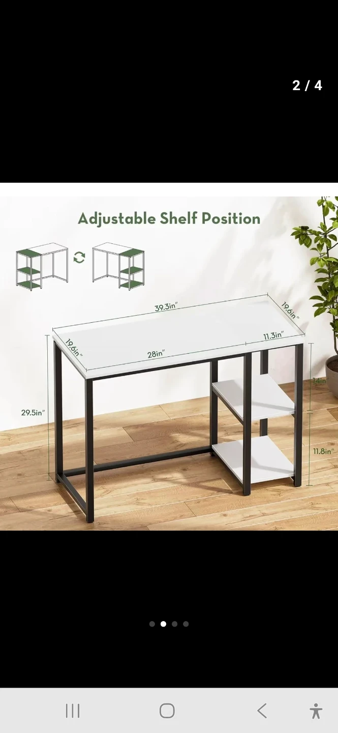 White and Black Desk with Shelves