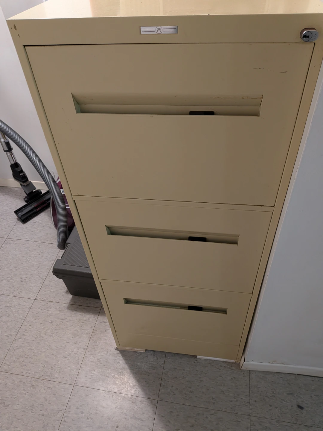 Tan 3-Drawer Filing Cabinet