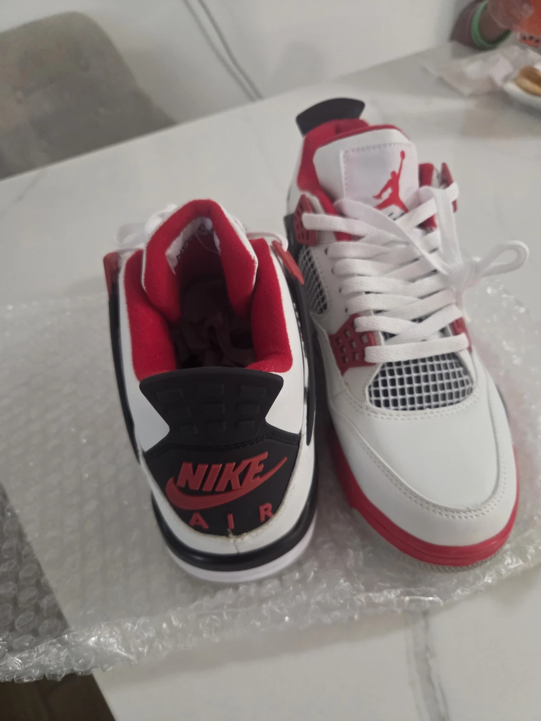 Air Jordan 4 Red White Black Sneakers - photo 2