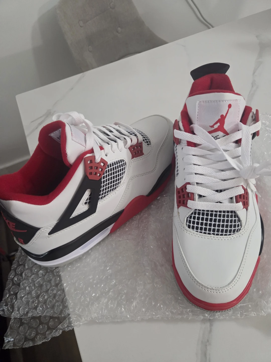 Air Jordan 4 Red White Black Sneakers - photo 4