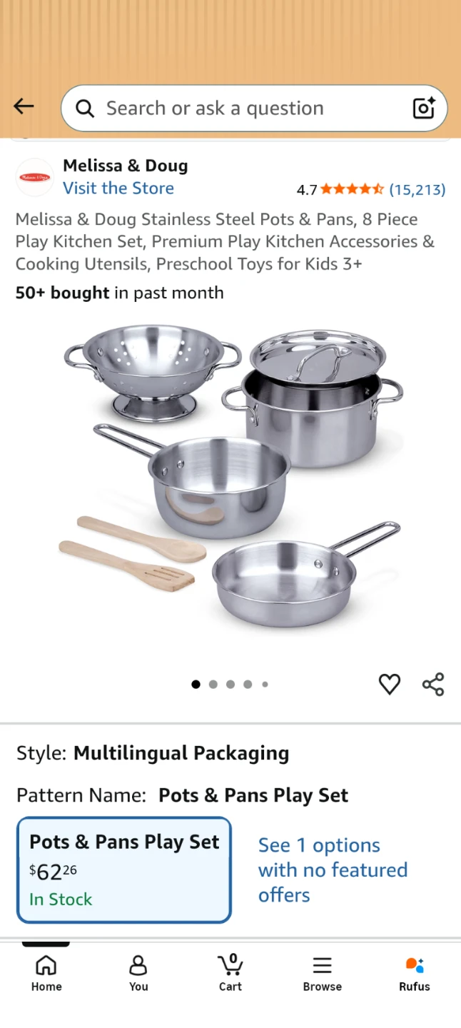 Melissa and Doug - Stainless Steel Play Kitchen Cookware Set - photo 2