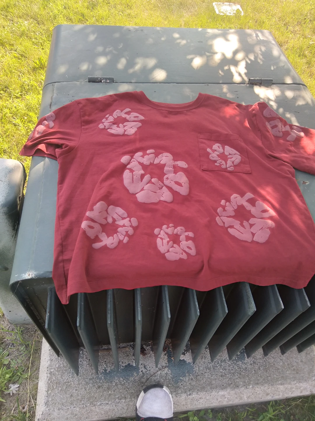 Red T-Shirt with Flower Graphic