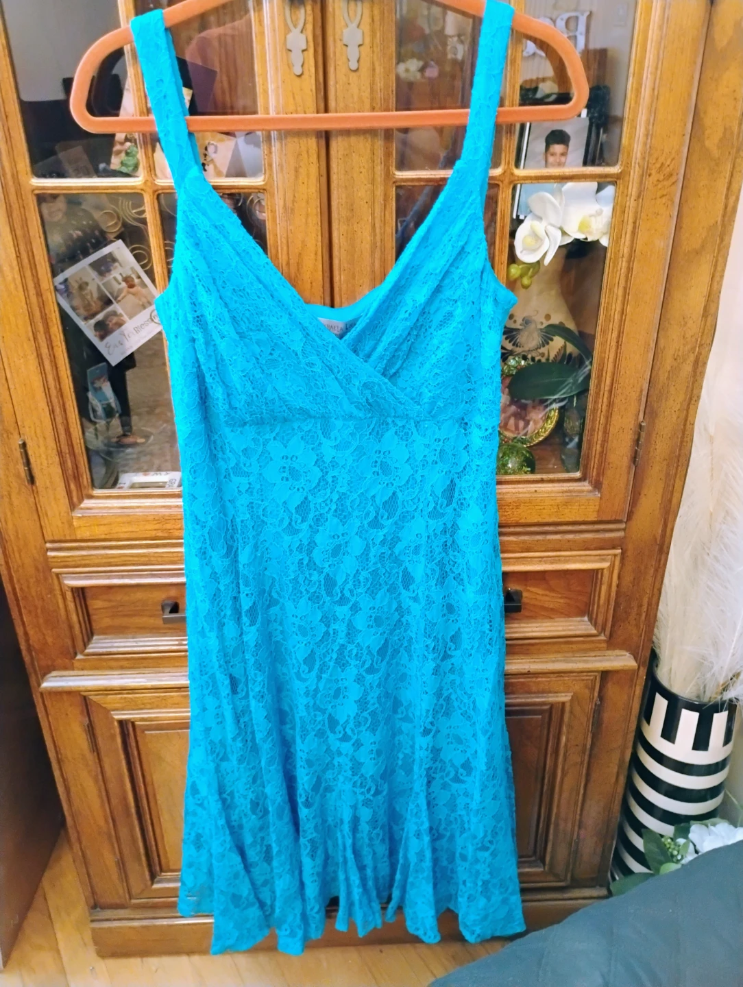 Michaela Louisa London Teal Blue Lace Dress