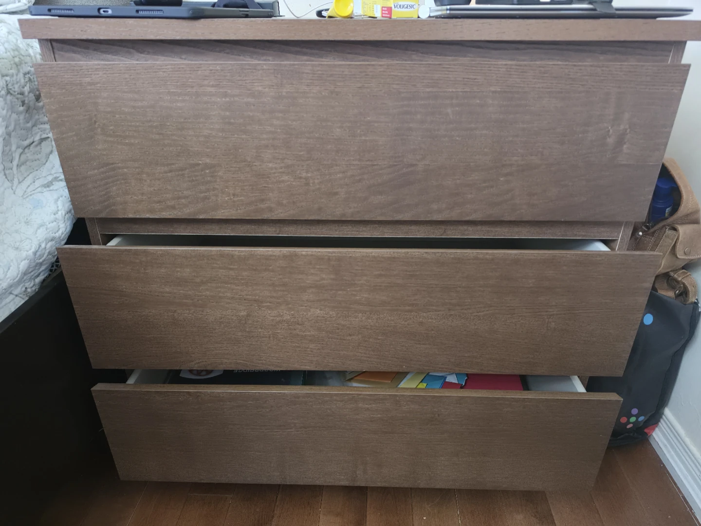 Set of 2 IKEAM MALM Brown 3-Drawer Dresser - photo 2
