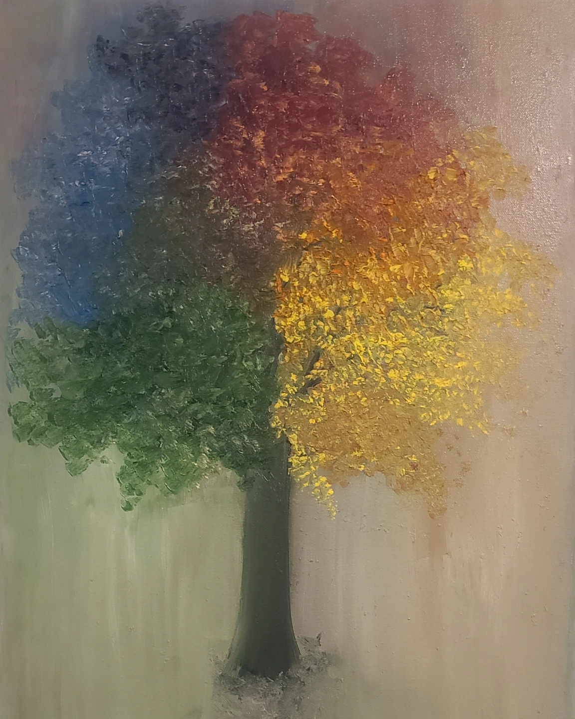 Textured Painting of a Four-Season Tree