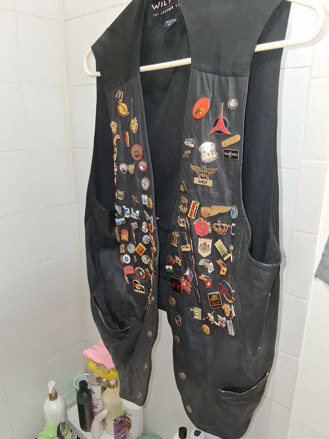 Wilson The Leather Experts Black Vest with Pins