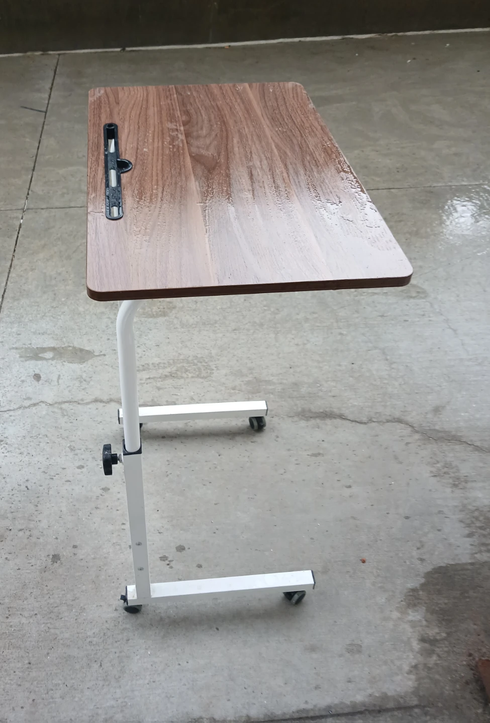 Adjustable Rolling Bedside Table with Wood Top - photo 2