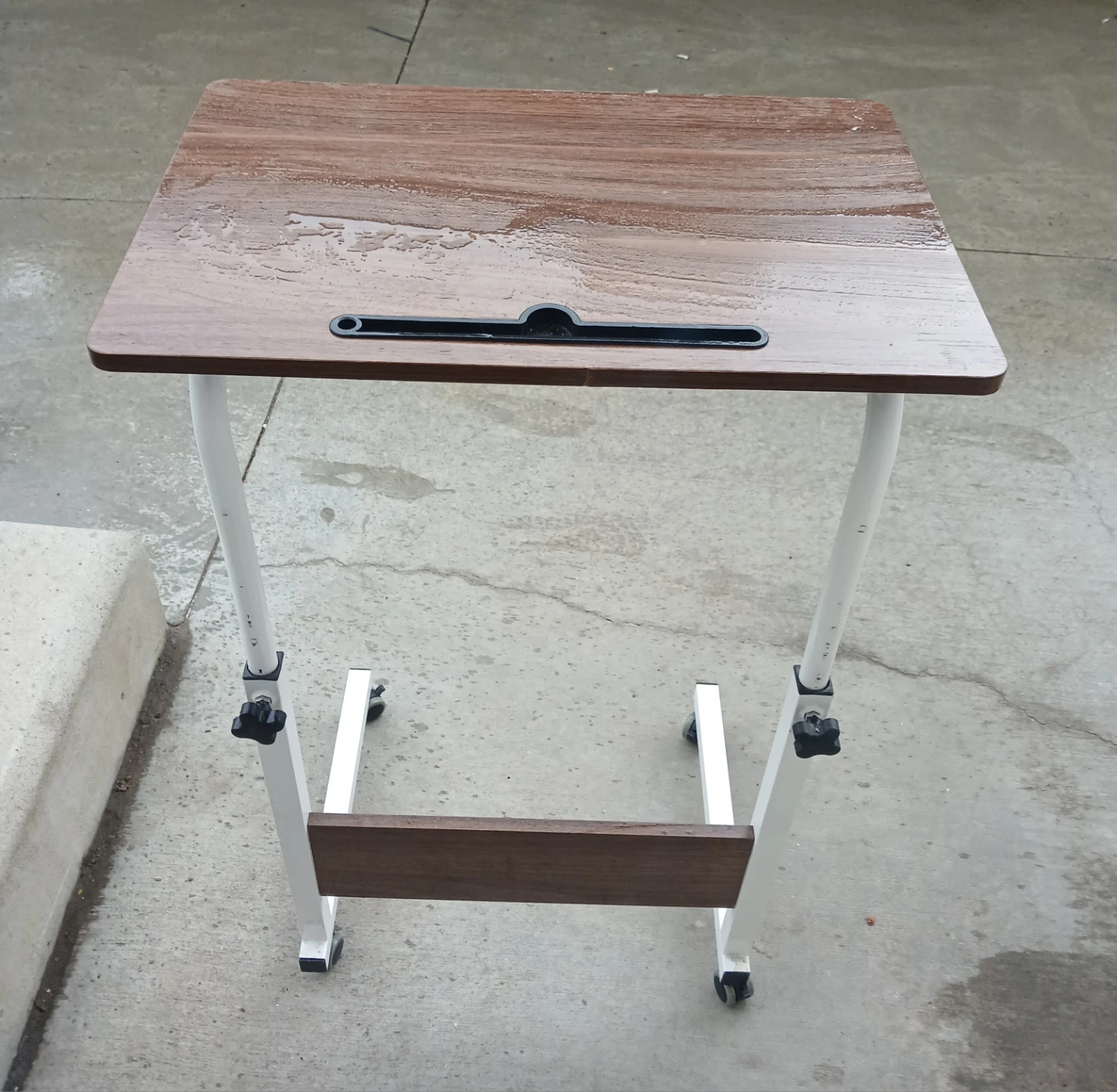 Adjustable Rolling Bedside Table with Wood Top - photo 3
