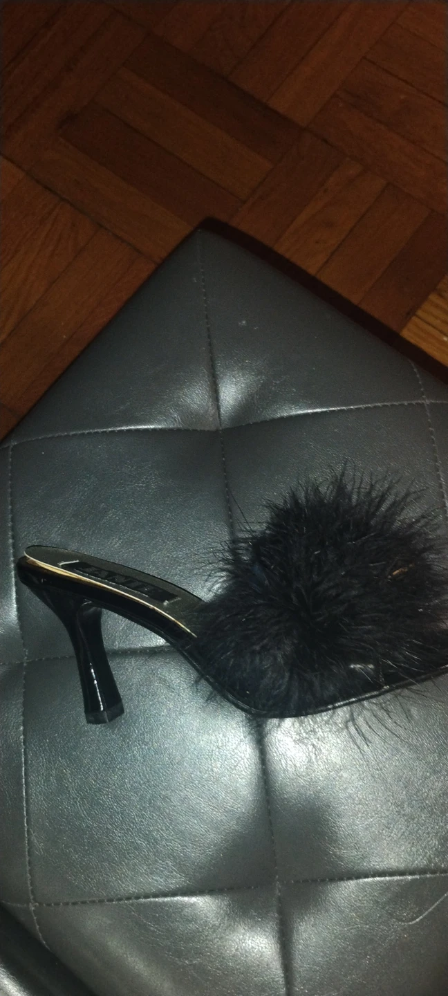 Janie Black Feather Heeled Slide Sandal - photo 2