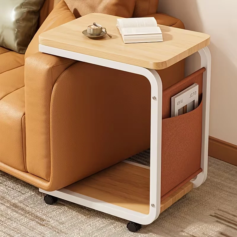 C-Shaped Mobile Side Table with Organizer Pocket - photo 5
