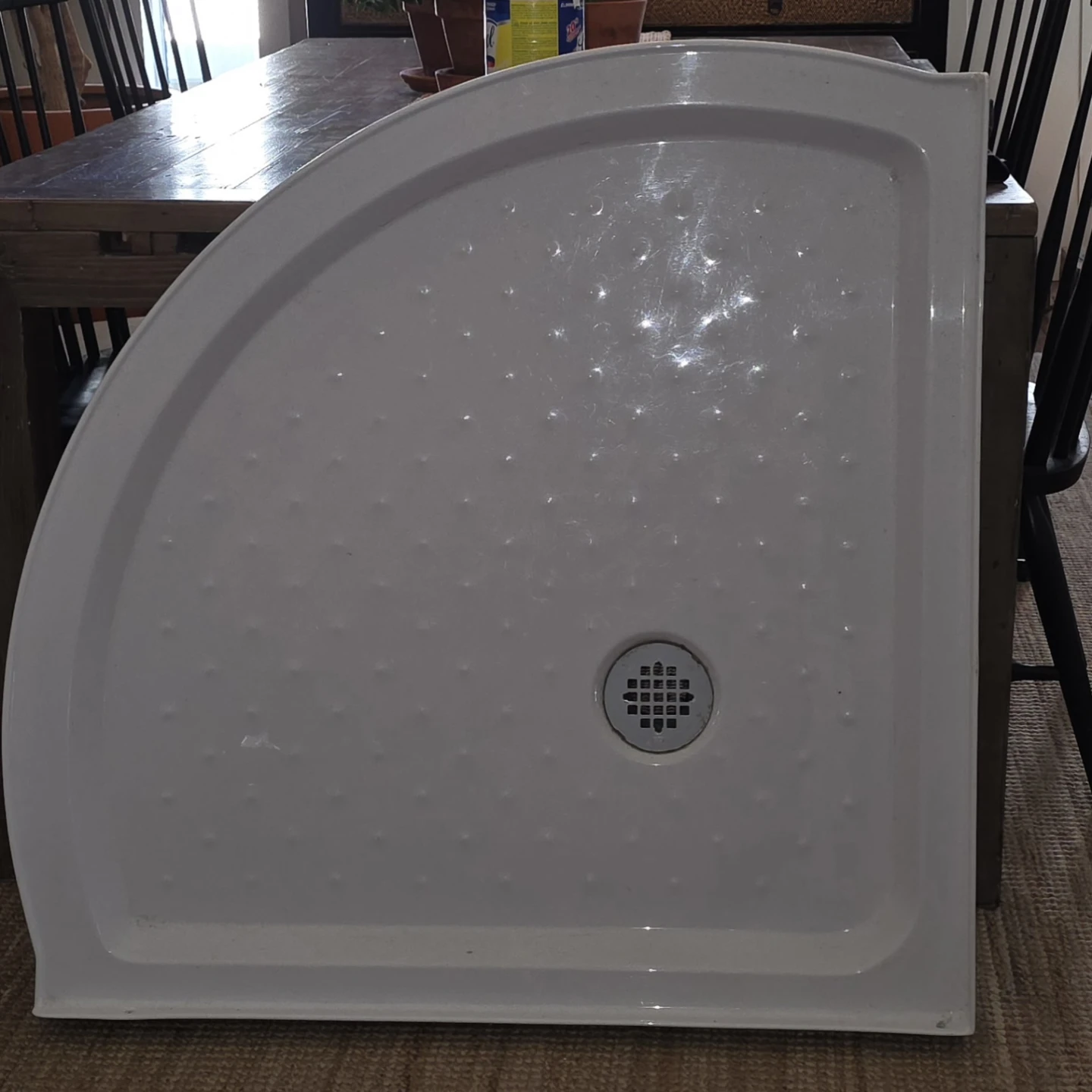 White Corner Shower Base