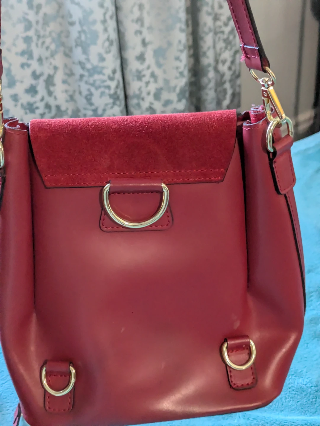 Vera Pelle Red Leather and Suede Convertible Bag - photo 4