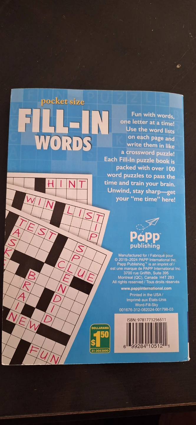 Pocket Size Fill-In Words Puzzle Book - photo 2