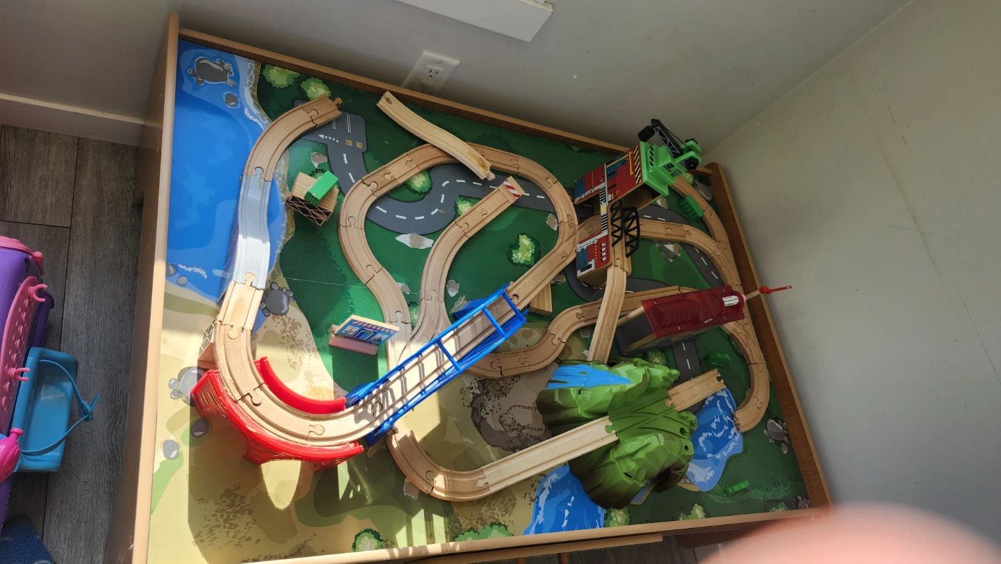 Wooden Train Table Set with Accessories