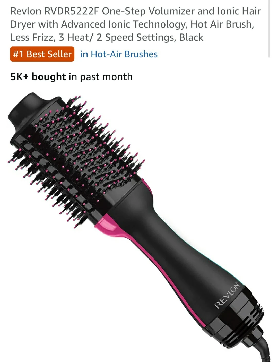 Revlon One-Step Hair Dryer and Volumizer Hot Air Brush